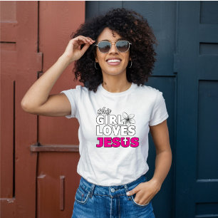 T-shirt Cette fille aime Jésus - Rose Floral