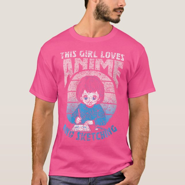 T-shirt Cette Fille Aime L'Anime Et Sketching Lover Sketch (Devant)