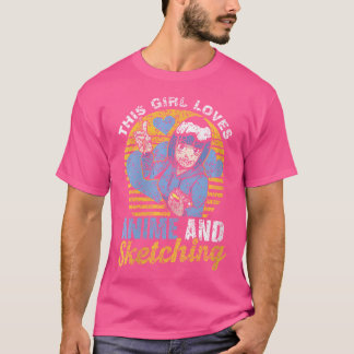 T-shirt Cette Fille Aime L'Anime Et Sketching Sketch Lover