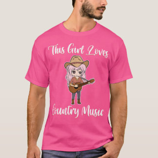 T-shirt Cette Fille Aime Le Pays Musique Band Guitare Acou