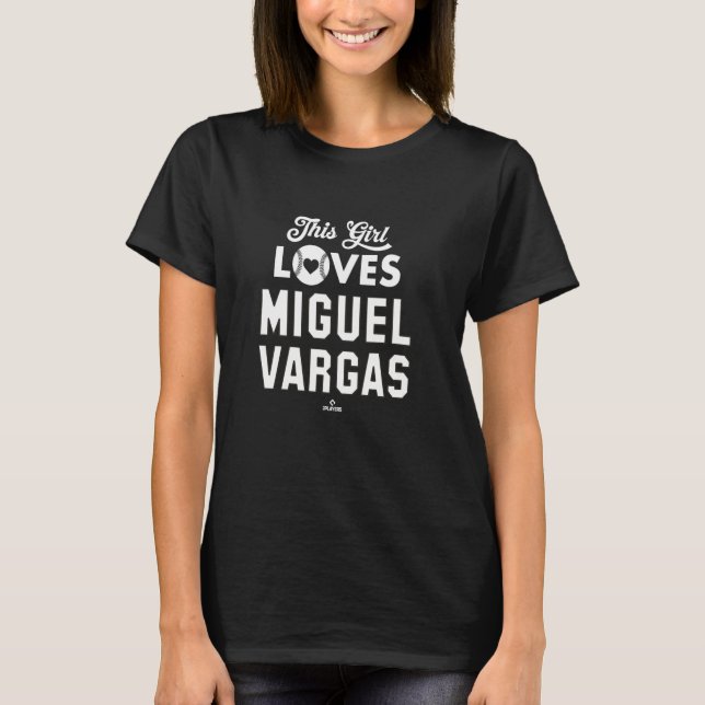 T-shirt Cette fille aime Miguel Vargas Chicago Baseball ML (Devant)
