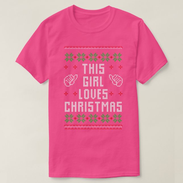 T-shirt Cette fille aime Noël laid Sweater G (Design devant)