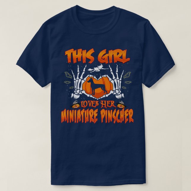 T-shirt Cette Fille Aime Sa Miniature Pinscher Chien Hallo (Design devant)