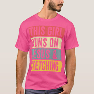 T-shirt Cette Fille Court Sur Jésus Et Le Dessin De Croqui