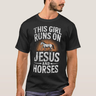 T-shirt Cette Fille Court Sur Jésus Et Les Chevaux Équitat