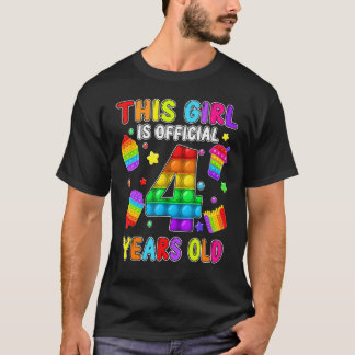 T-shirt Cette Fille Est Officielle 4 Ans Amusant Anniversa