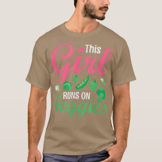 T-shirt Cette Fille Fonctionne Sur Légume Drôle Veganisme 