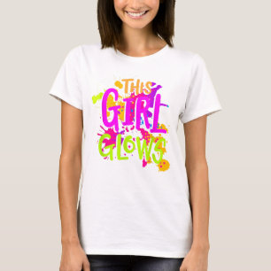 T-shirt Cette fille Glows Costume 80s Glow Halloween Party