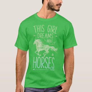 T-shirt Cette Fille Rêve De Chevaux Cheval Équitation Cour
