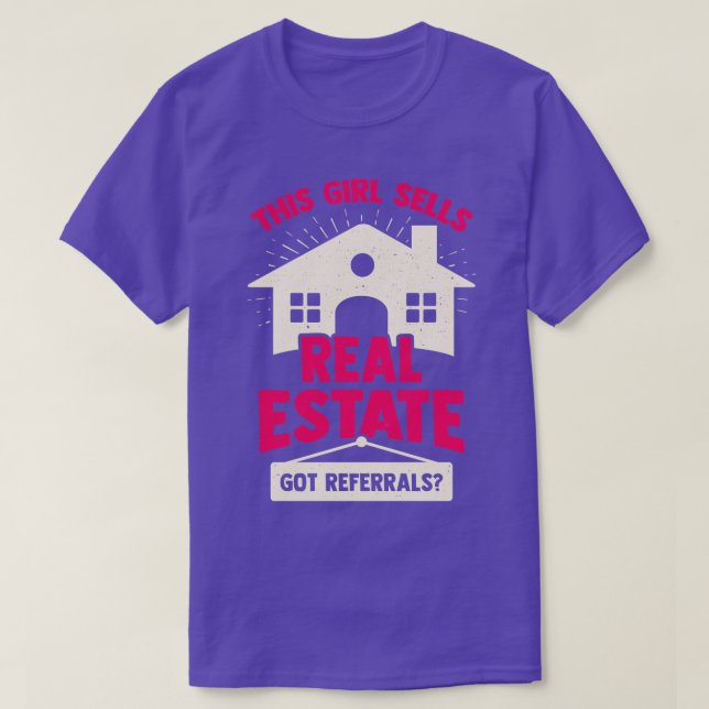 T-shirt Cette Fille Vend Immobilier (Design devant)