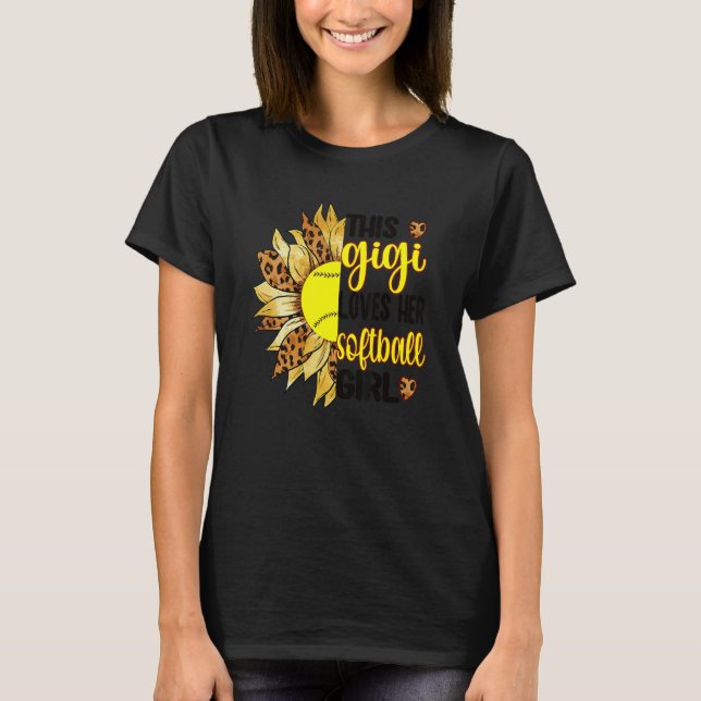 T-shirt Cette Gigi Aime Sa Petite Fille Softball Grand-Mèr (Devant)