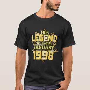 T-shirt Cette Légende A Été Née En Janvier 1998 Joyeux Nai