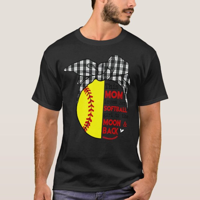 T-shirt Cette Maman aime son softball fille Softball Messy (Devant)