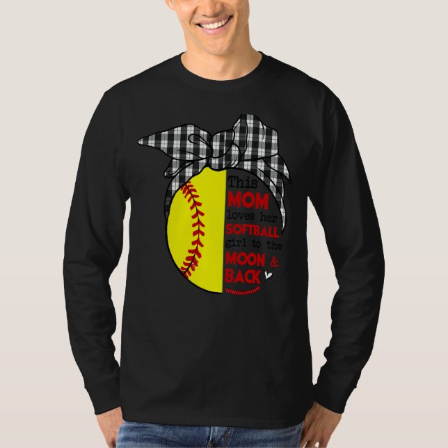 T-shirt Cette Maman aime son softball fille Softball Messy (Devant)