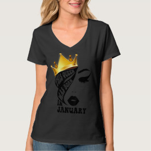 T-shirt Cette Reine Est Née En Janvier Femme Face Wink Eye