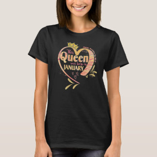 T-shirt Cette reine est née en janvier Joyeux anniversaire