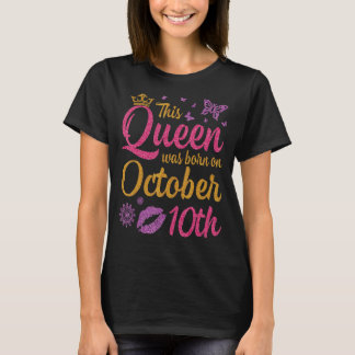 T-shirt Cette Reine Est Née Le 19 Octobre Joyeux Anniversa
