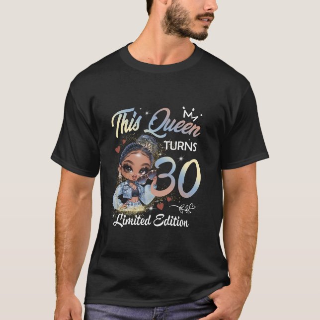 T-shirt Cette Reine Tourne fille 30e anniversaire Afro Fem (Devant)