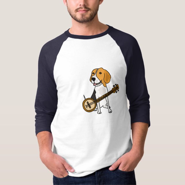 T-shirt CG. chiot de beagle jouant la chemise de banjo (Devant)