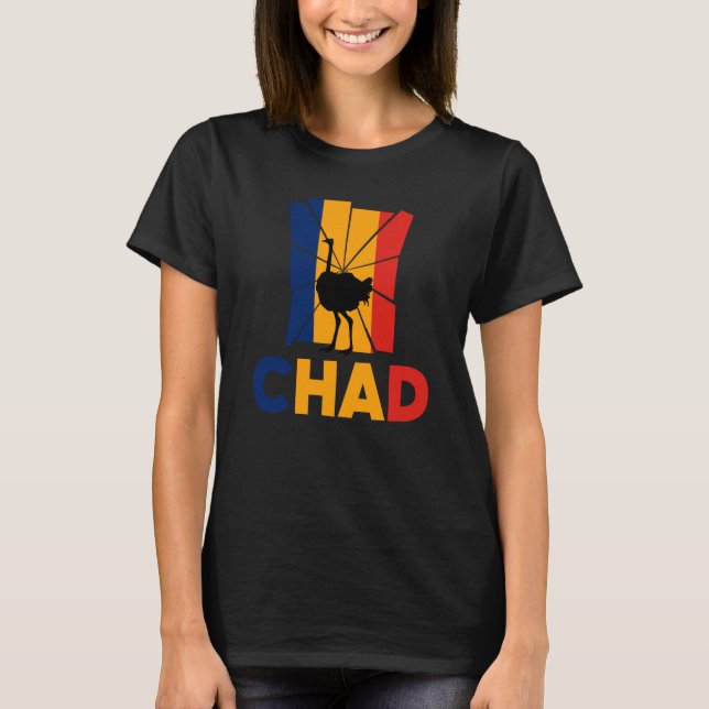 T-shirt Chad Chadian Chad Flag Ostrich Animal Silhouette (Devant)