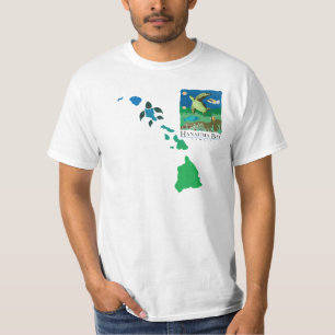 T-shirt Chaîne d'îles d'Hawaï - tortue d'Oahu de baie d