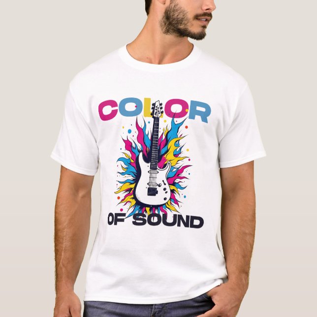 T-shirt Chaînes vibrantes : Explosion de couleur de guitar (Devant)