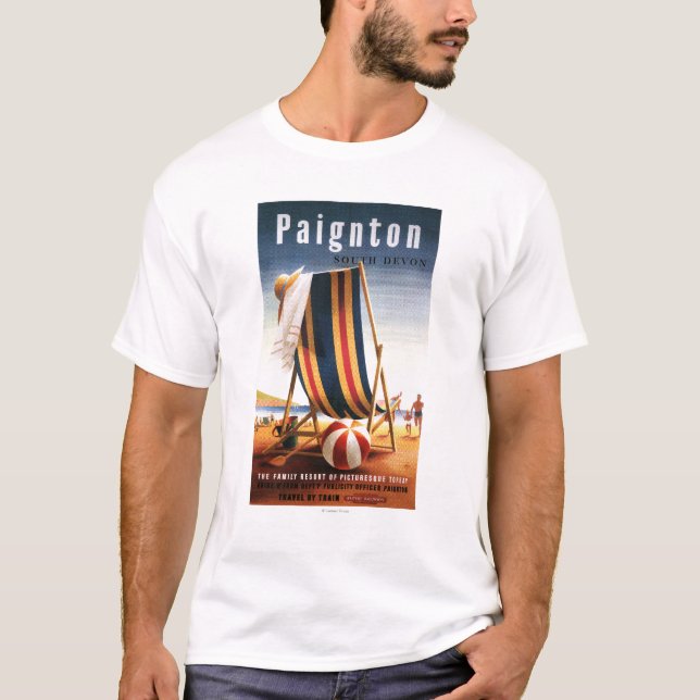T-shirt Chaise de plage de chemins de fer et affiche (Devant)