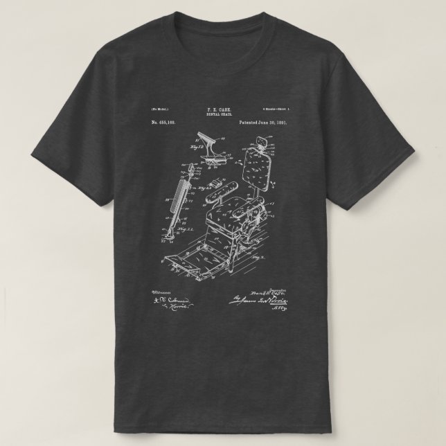 T-shirt Chaise dentaire 1891 brevet blanc (Design devant)