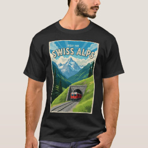 T-shirt Chalet de village des Alpes suisses Voyage vintage