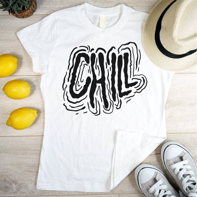 T-shirt Chaleur à la main Relax Cool noir sur blanc (Créateur téléchargé)