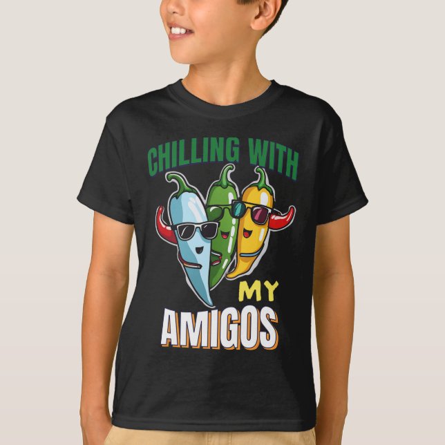 T-shirt Chaleur Avec Mon Amigos Cinco De Mayo Chilly Peppe (Devant)