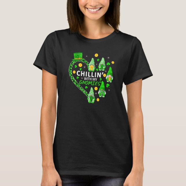 T-shirt Chaleureux Avec Mes Gnomies St Patrick S Jour Gnom (Devant)