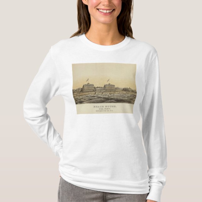 T-shirt Chambre de plage, mer enserrée, Monmouth Co, NJ (Devant)