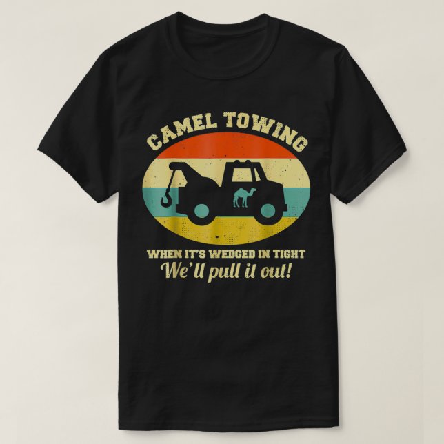 T-shirt Chameau Remorque Retro Style désossé Humour Adulte (Design devant)