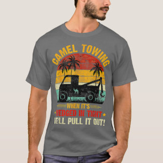 T-shirt Chameau Towing Retro Humour Adulte Dit Amusant Hau