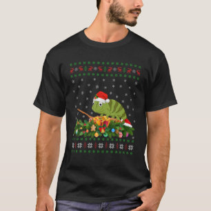 T-shirt Chameleon Amoureux des animaux Santa Hat Ugly Cham