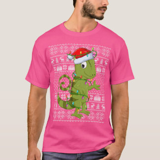 T-shirt Chameleon Animal Lover Santa Hat Ugly Chameleon Ch