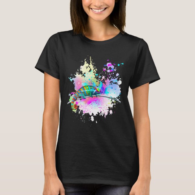 T-shirt Chameleon Lizard Arc-en-ciel Lunettes d'amour du c (Devant)