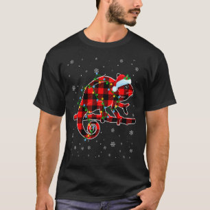T-shirt Chameleon Noël Santa Hat Mignonne Animaux Noël Li