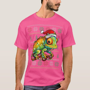 T-shirt Chameleon portant le chapeau de Noël Noël Xmas Cha