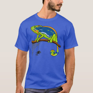 T-shirt Chameleon sur branche change de couleur par araign