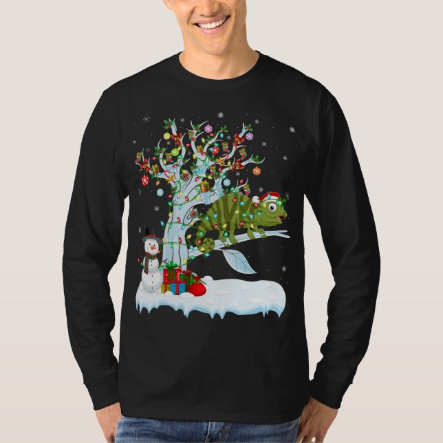 T-shirt Chameleon Xmas Élément Arbre Lumière Chameleon Chr (Devant)