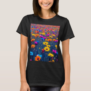 T-shirt Champ Coloré De Fleurs