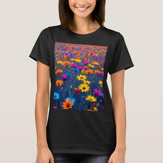T-shirt Champ Coloré De Fleurs (Devant)