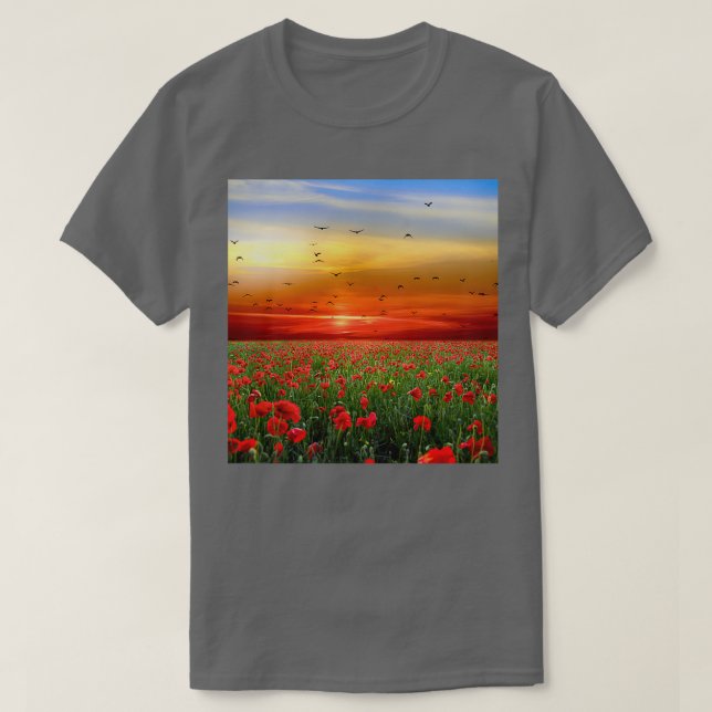 T-shirt Champ de Fleurs Landsca de lever et de coucher du  (Design devant)