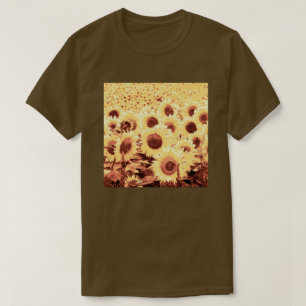 T-shirt Champ de tournesol - brun, or et jaune