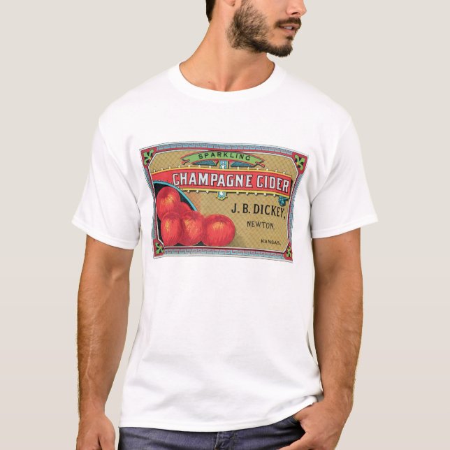 T-shirt Champagne Cider Vintage Pomme Crate Art (Devant)