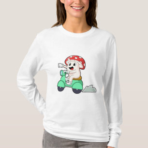 T-shirt Champignon comme motard avec Scooter.PNG
