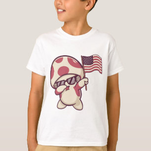 T-shirt Champignon drôle du 4 juillet Drapeau patriotique 