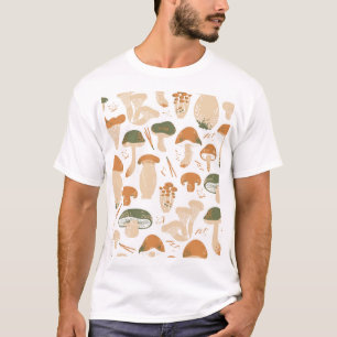 T-shirt Champignons comestibles Linocut Motif Vintage